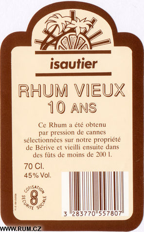 ISAUTIER - Isautier 10 ans - Rhum agricole - 40% Alcool - Origine